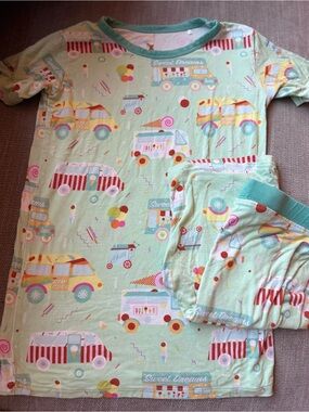 Kids Mint Food Truck Pajama Shorts Set